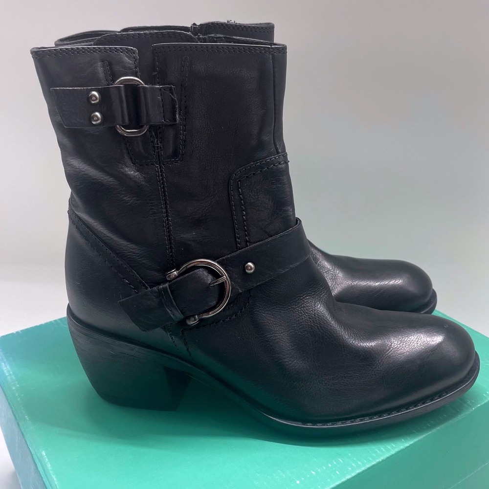 Clarks Mascarpone Cafe Black Leather Moto Ankle Boots 32693 Women 7.5 M - Picture 6 of 10